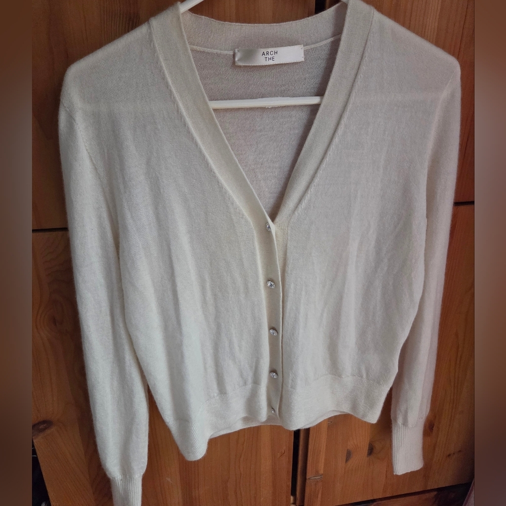 Arch The Cream Cashmere V Neck Cardigan Size Small